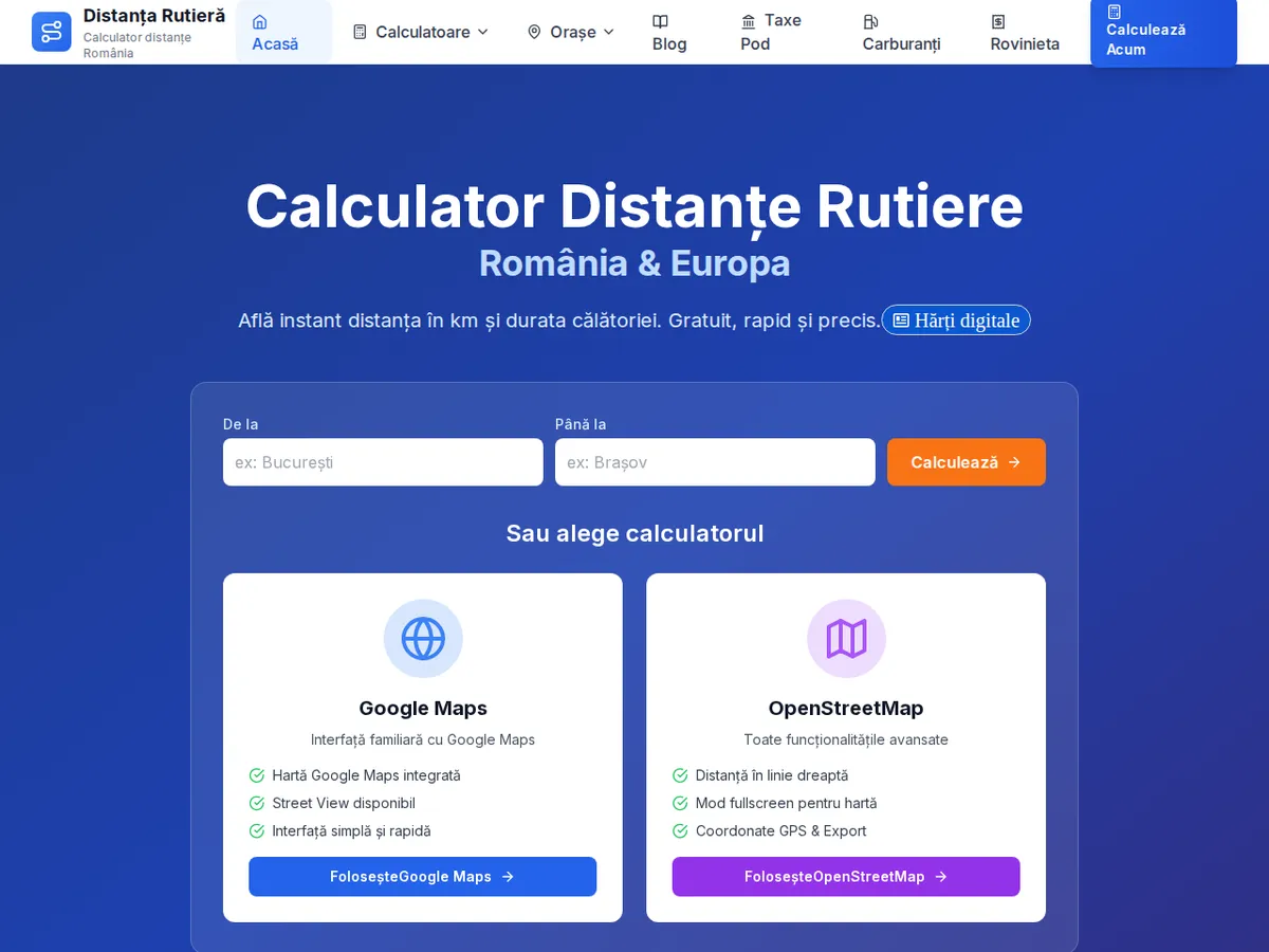 Captură din Distanța rutieră