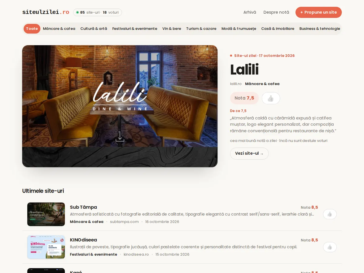 Captură din Site-ul zilei